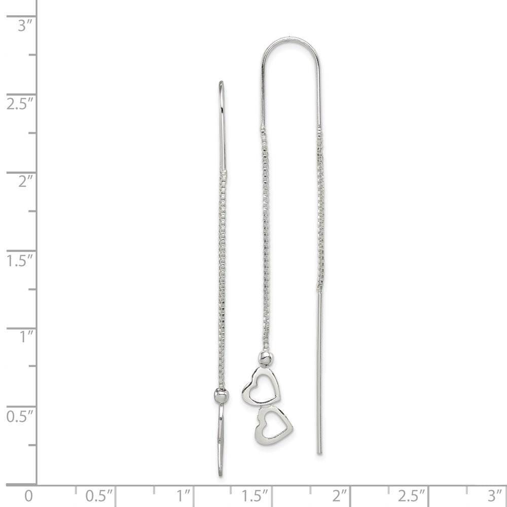 Alternate view of the Small Double Heart Threader Earrings in Sterling Silver by The Black Bow Jewelry Co.