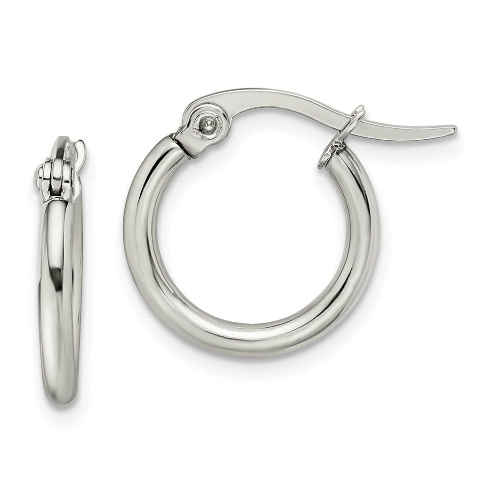 2mm Stainless Steel Classic Round Hoop Earrings - 15.5mm (5/8 Inch), Item E10710 by The Black Bow Jewelry Co.