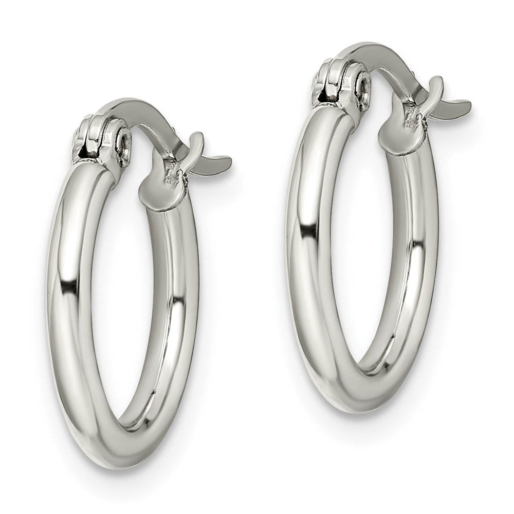 Alternate view of the 2mm Stainless Steel Classic Round Hoop Earrings - 15.5mm (5/8 Inch) by The Black Bow Jewelry Co.