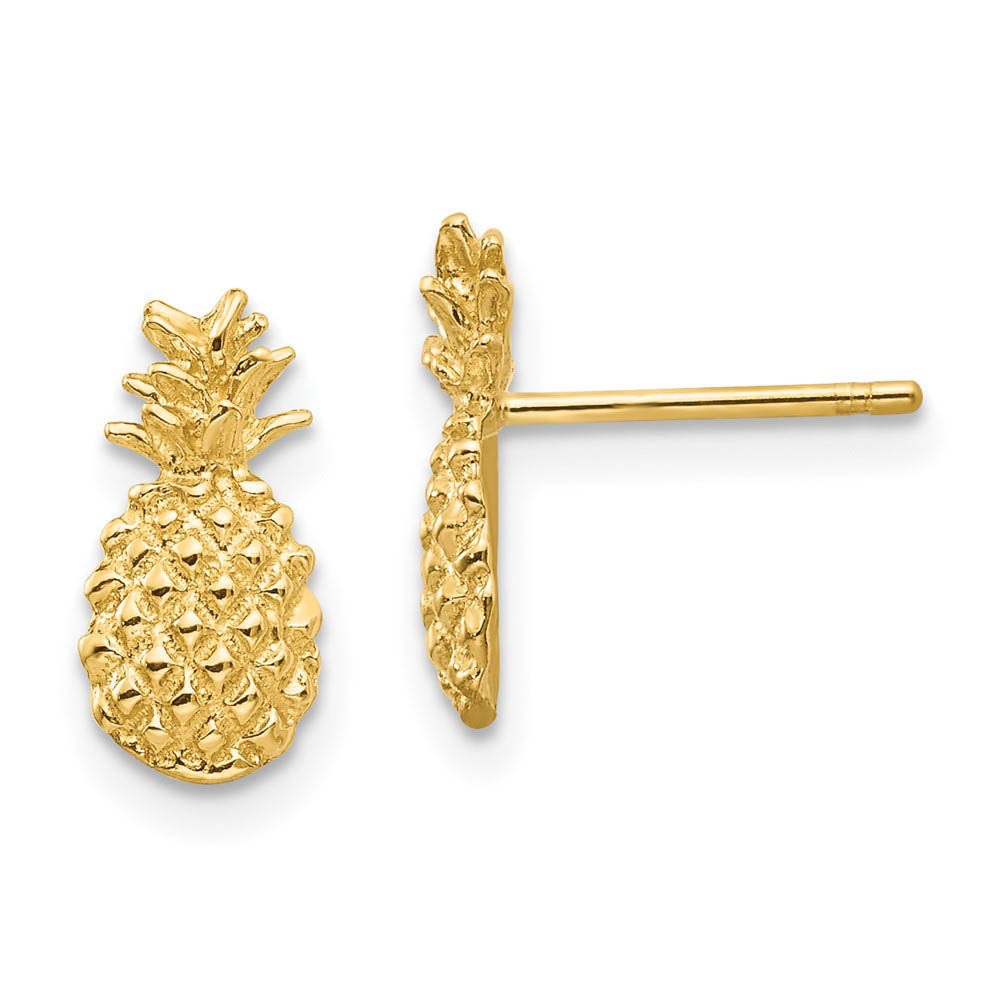 Small Textured Pineapple Post Earrings in 14k Yellow Gold, Item E10881 by The Black Bow Jewelry Co.