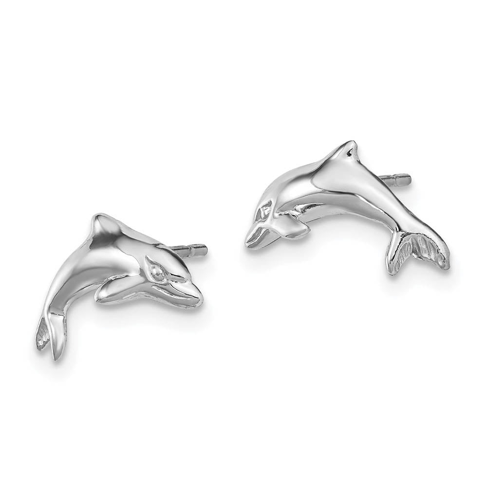 Alternate view of the 13mm Polished Dolphin Post Earrings in 14k White Gold by The Black Bow Jewelry Co.
