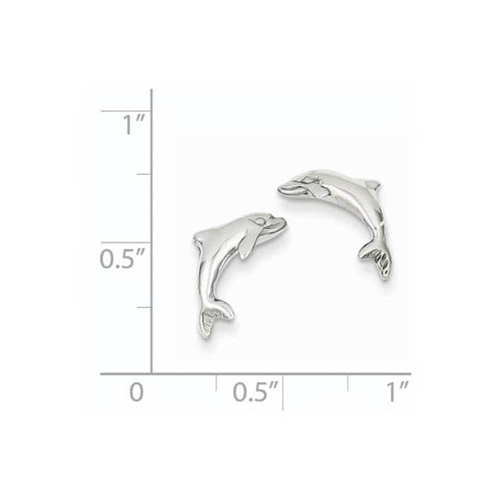 Alternate view of the 13mm Polished Dolphin Post Earrings in 14k White Gold by The Black Bow Jewelry Co.
