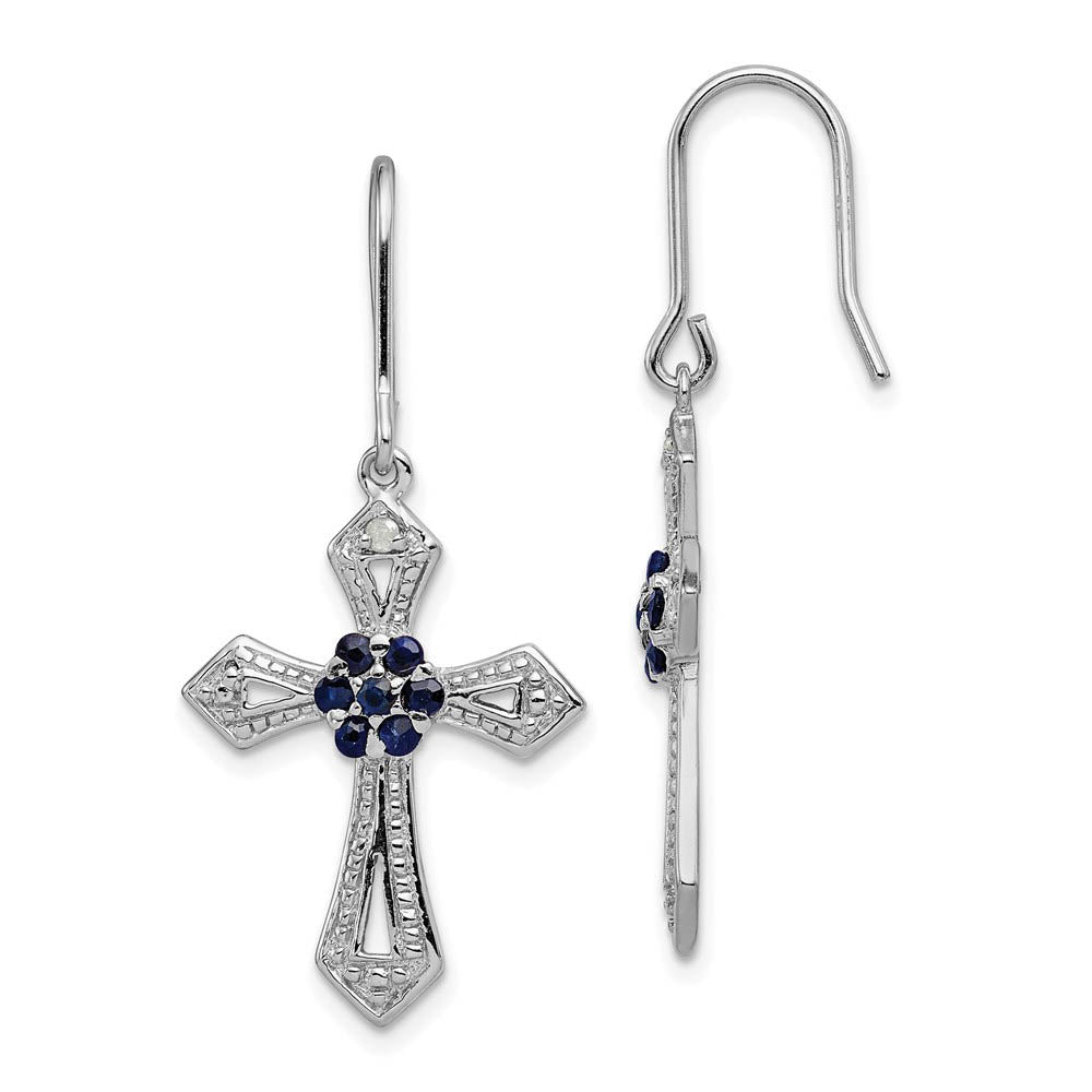 Diamond Accent & Black CZ Cross Dangle Earrings in Sterling Silver, Item E11018 by The Black Bow Jewelry Co.