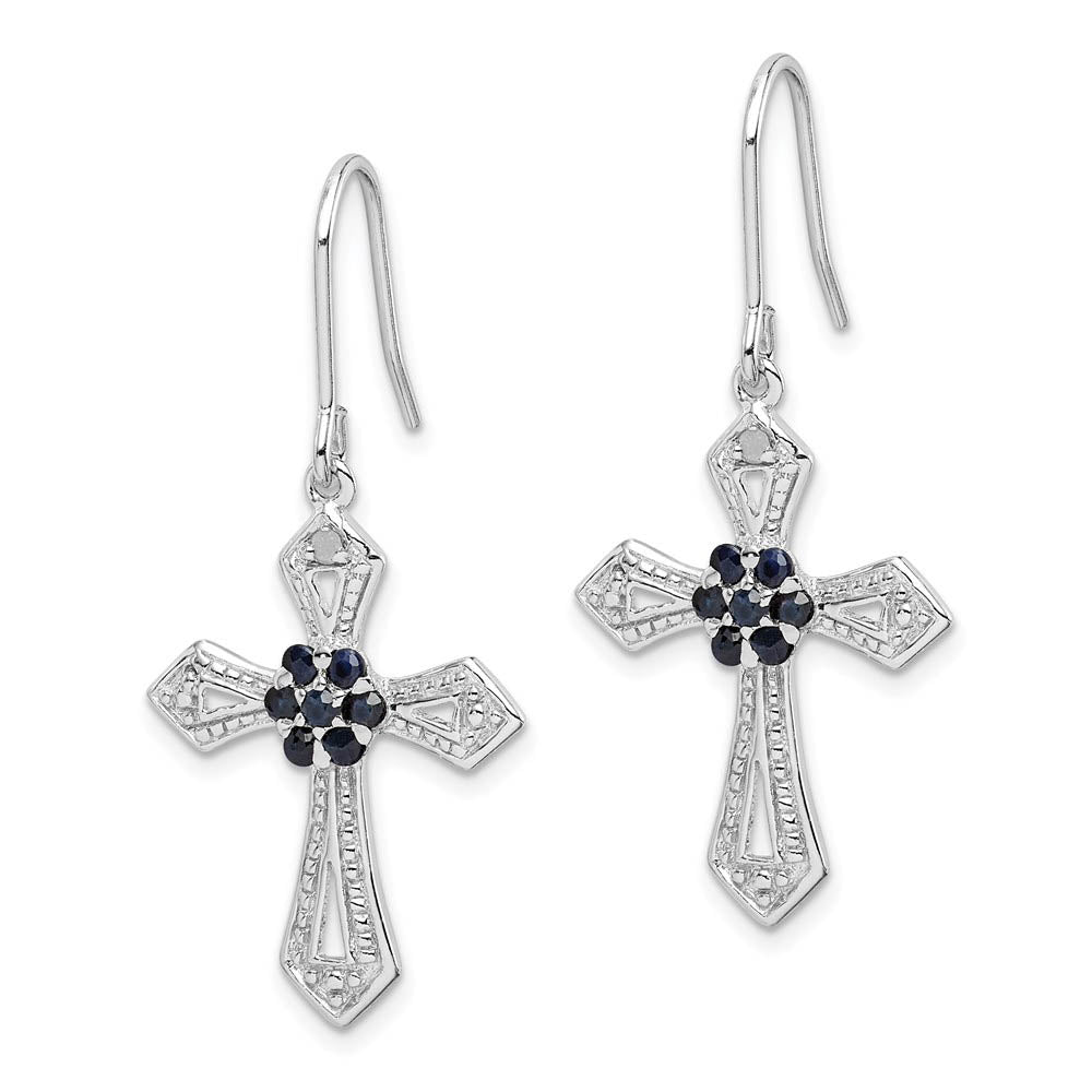 Alternate view of the Diamond Accent & Black CZ Cross Dangle Earrings in Sterling Silver by The Black Bow Jewelry Co.