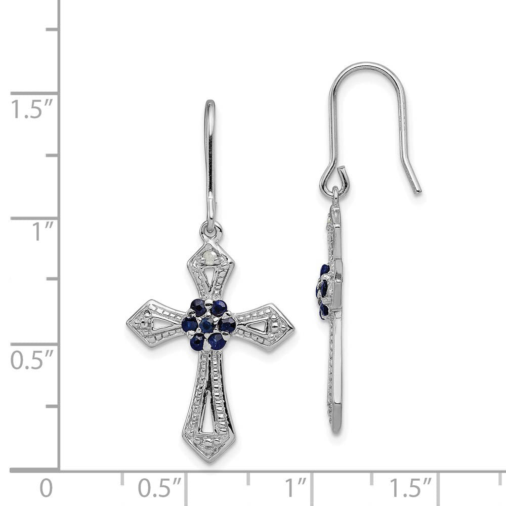 Alternate view of the Diamond Accent & Black CZ Cross Dangle Earrings in Sterling Silver by The Black Bow Jewelry Co.