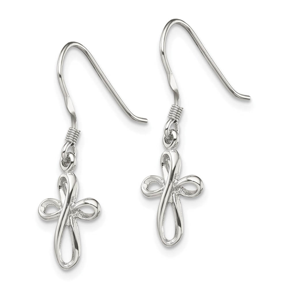 Alternate view of the Small Everlasting Cross Dangle Earrings in Sterling Silver by The Black Bow Jewelry Co.