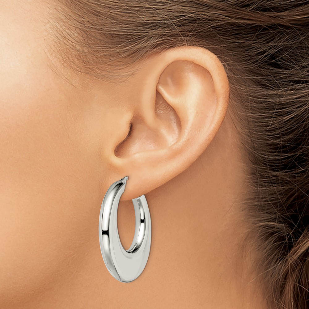 Alternate view of the Stainless Steel Hollow Round Hoop Earrings, 5 x 35mm (1 3/8 in) by The Black Bow Jewelry Co.