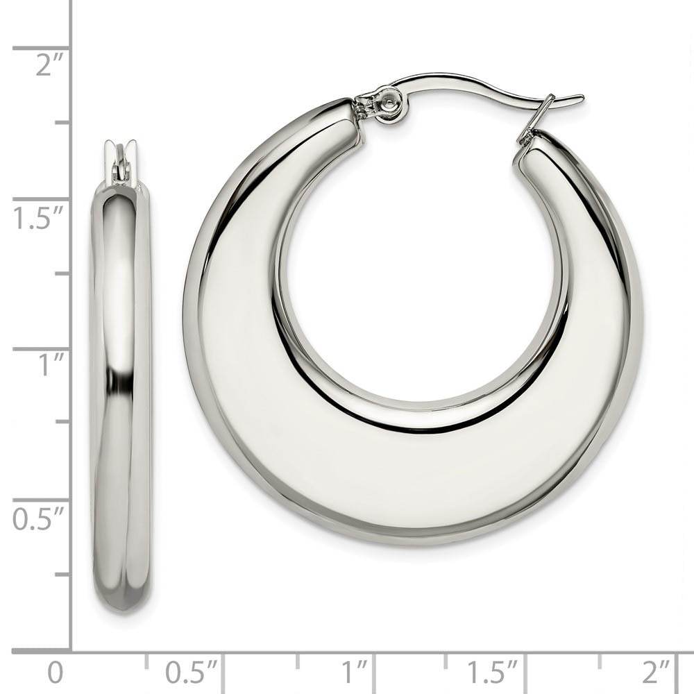 Alternate view of the Stainless Steel Hollow Round Hoop Earrings, 5 x 35mm (1 3/8 in) by The Black Bow Jewelry Co.