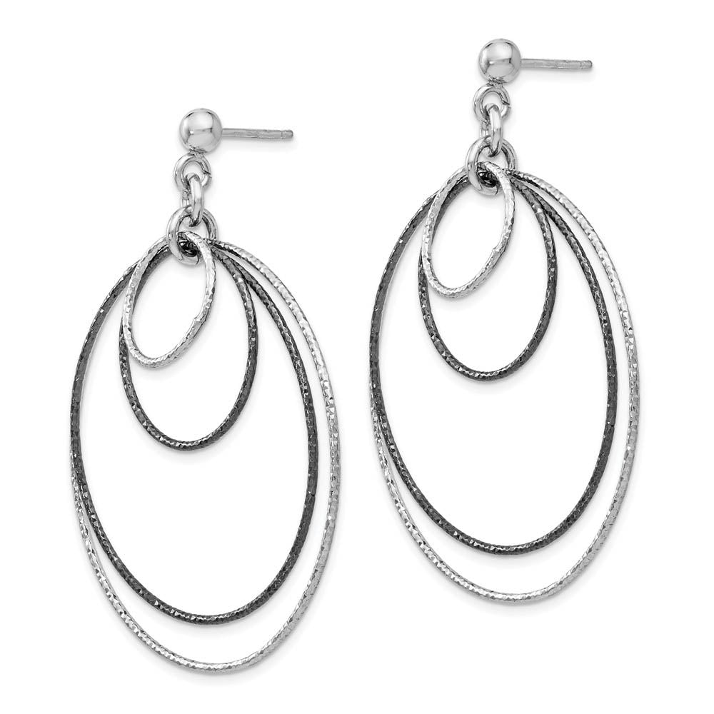 Alternate view of the Two-Tone Diamond-cut Multi Circle Dangle Earrings in Sterling Silver by The Black Bow Jewelry Co.