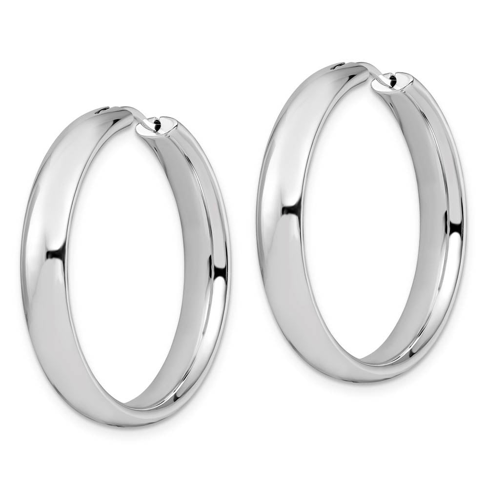 Alternate view of the 6mm Polished Half Round Tube Hoop Earrings in Sterling Silver, 38mm by The Black Bow Jewelry Co.
