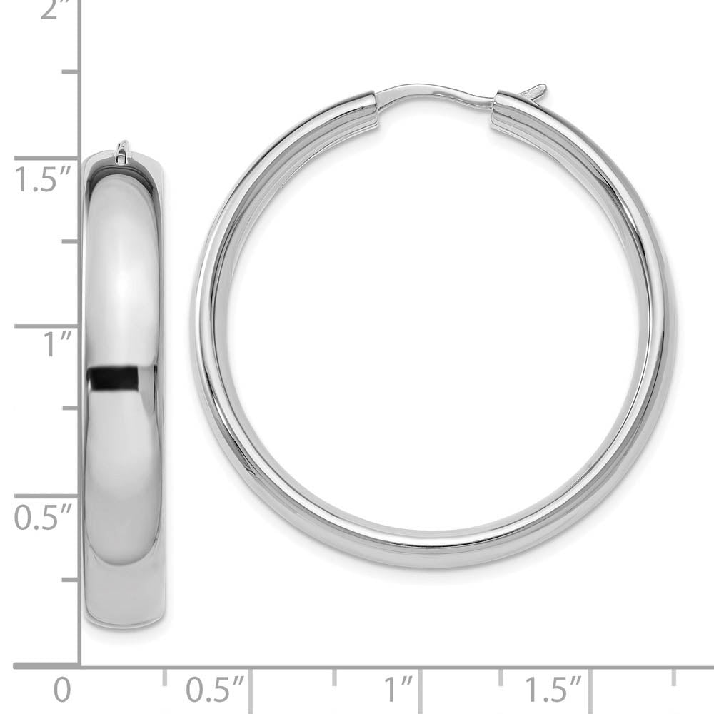 Alternate view of the 6mm Polished Half Round Tube Hoop Earrings in Sterling Silver, 38mm by The Black Bow Jewelry Co.