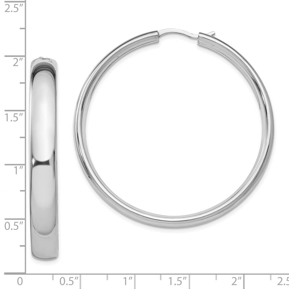 Alternate view of the 6mm Polished Half Round Tube Hoop Earrings in Sterling Silver, 47mm by The Black Bow Jewelry Co.
