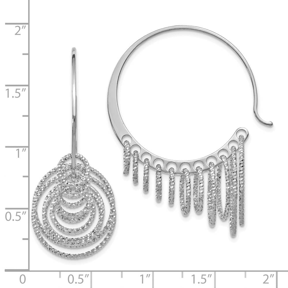 Alternate view of the Laser Cut Chandelier Circle Threader Hoop Earrings in Sterling Silver by The Black Bow Jewelry Co.