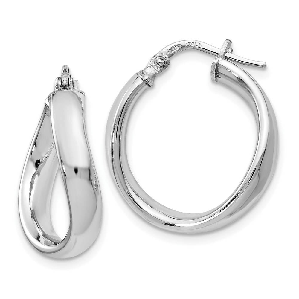 4mm Polished Freeform Hoop Earrings in Sterling Silver, 19mm (3/4 in), Item E11335 by The Black Bow Jewelry Co.