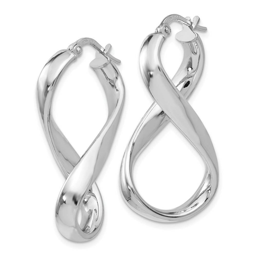 Alternate view of the Polished Twisted Hoop Earrings in Sterling Silver, 34mm (1 5/16 in) by The Black Bow Jewelry Co.