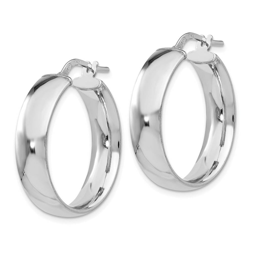 Alternate view of the 6mm Polished Round Hoop Earrings in Sterling Silver, 24mm (15/16 in) by The Black Bow Jewelry Co.