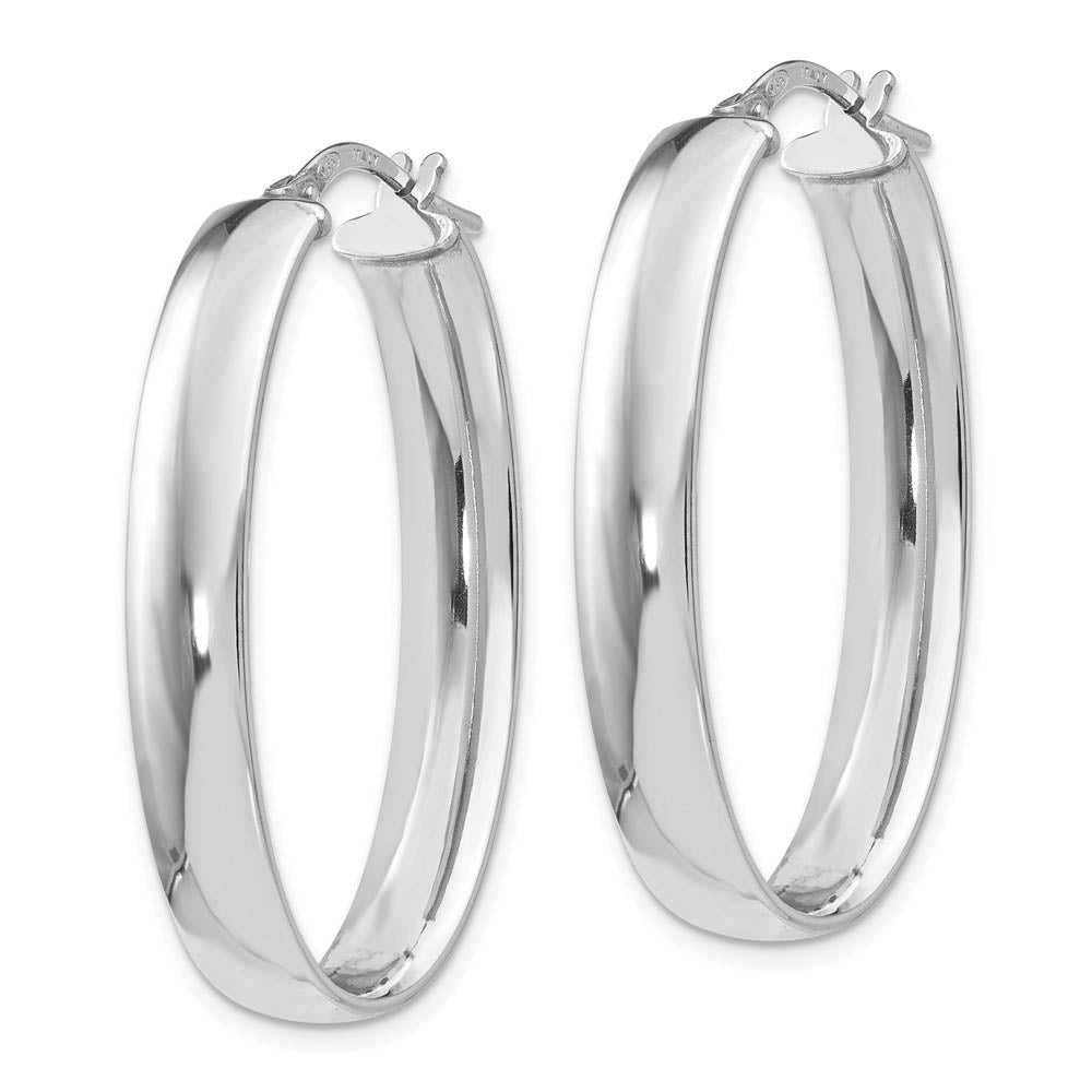 Alternate view of the 6mm Polished Oval Hoop Earrings in Sterling Silver, 33mm (1 1/4 in) by The Black Bow Jewelry Co.
