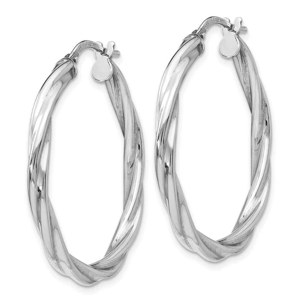Alternate view of the 3mm Polished Twisted Hoops in Sterling Silver, 30mm (1 1/8 in) by The Black Bow Jewelry Co.
