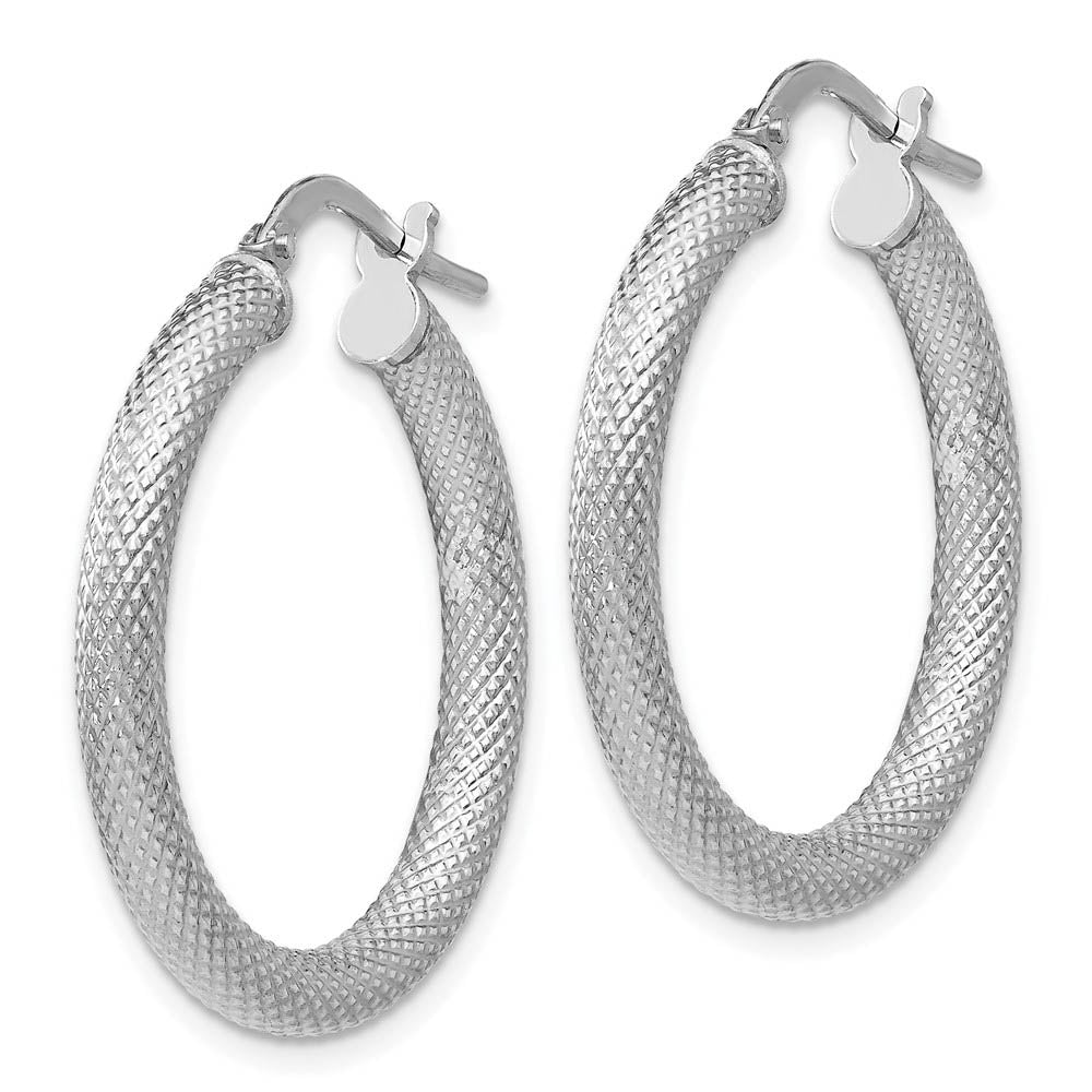 Alternate view of the 3mm Textured Sterling Silver Round Hoop Earrings, 25mm (1 in) by The Black Bow Jewelry Co.