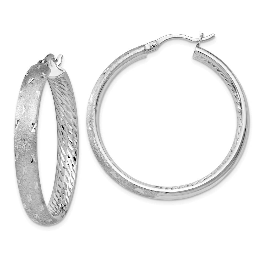 5mm Diamond-Cut Sterling Silver Round Hoop Earrings, 39mm (1 1/2 in), Item E11375 by The Black Bow Jewelry Co.