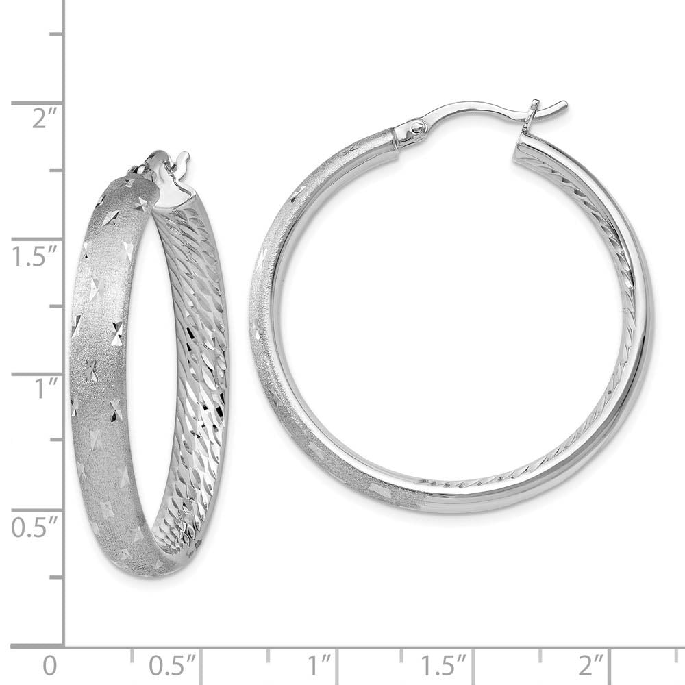 Alternate view of the 5mm Diamond-Cut Sterling Silver Round Hoop Earrings, 39mm (1 1/2 in) by The Black Bow Jewelry Co.