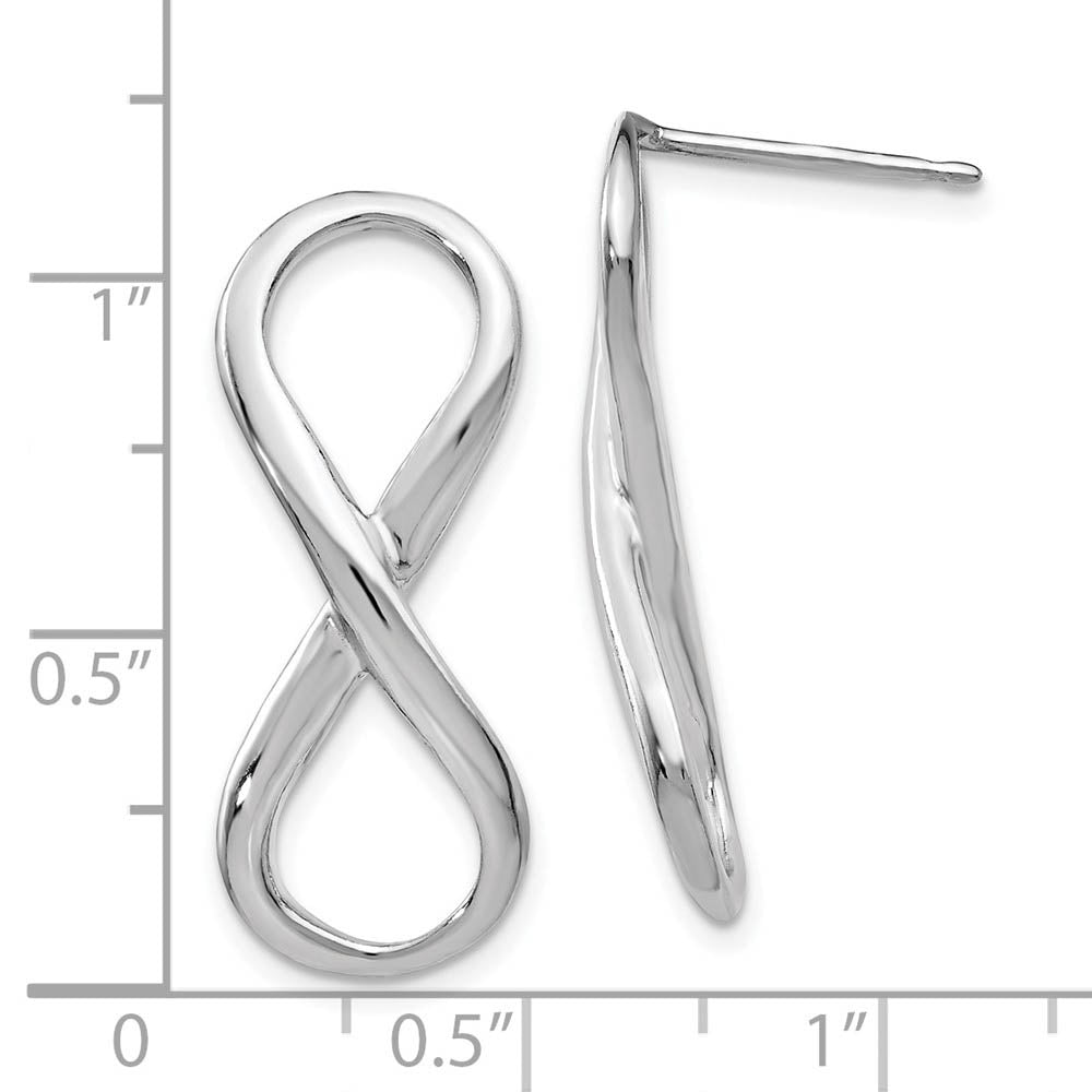 Alternate view of the Polished Infinity Symbol Post Earrings in Sterling Silver, 28mm by The Black Bow Jewelry Co.