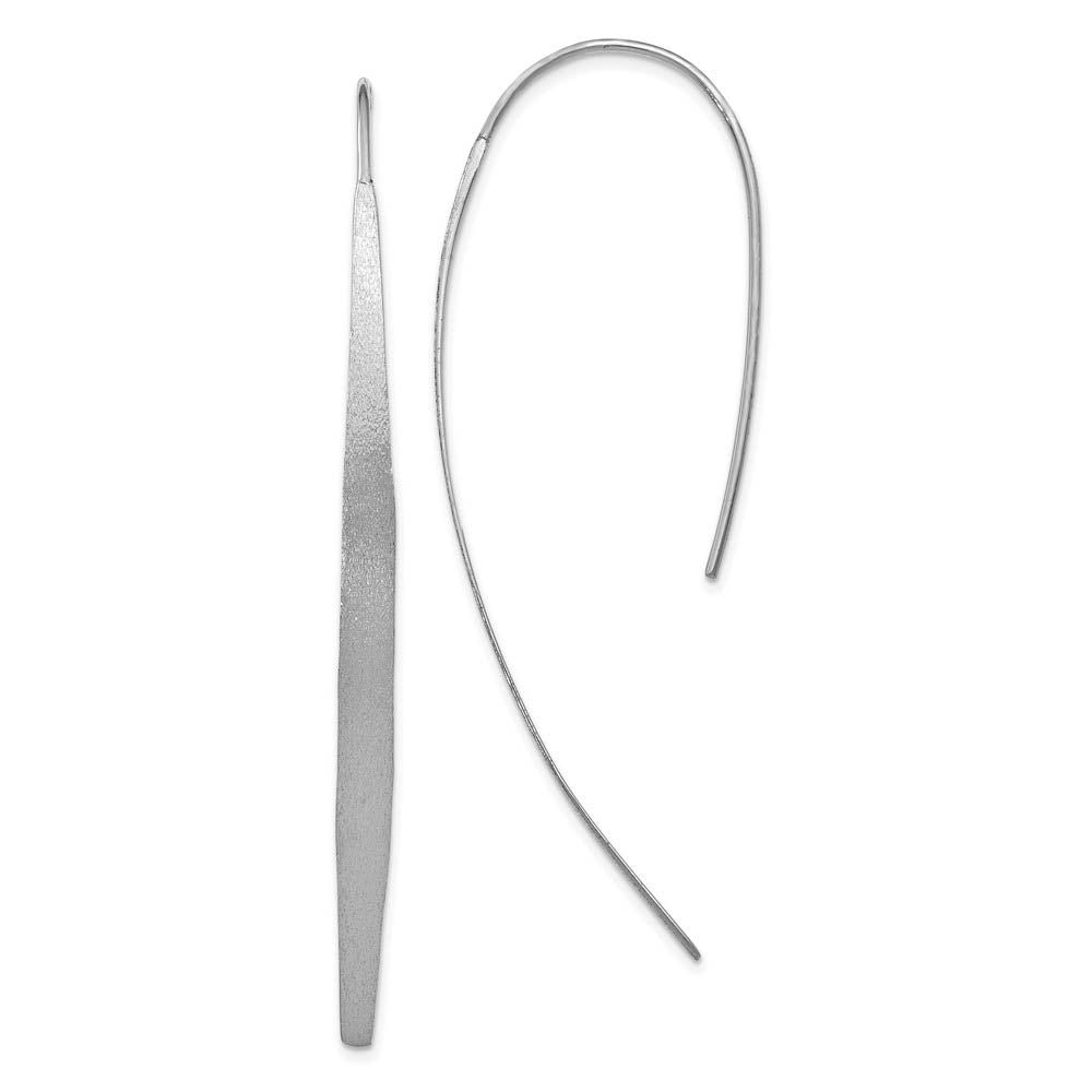 Brushed Curved Bar Threader Earrings in Silver, 55mm (2 1/8 in), Item E11401 by The Black Bow Jewelry Co.