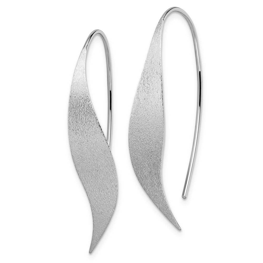 Alternate view of the Brushed Ribbon Threader Earrings in Sterling Silver, 50mm (1 7/8 in) by The Black Bow Jewelry Co.