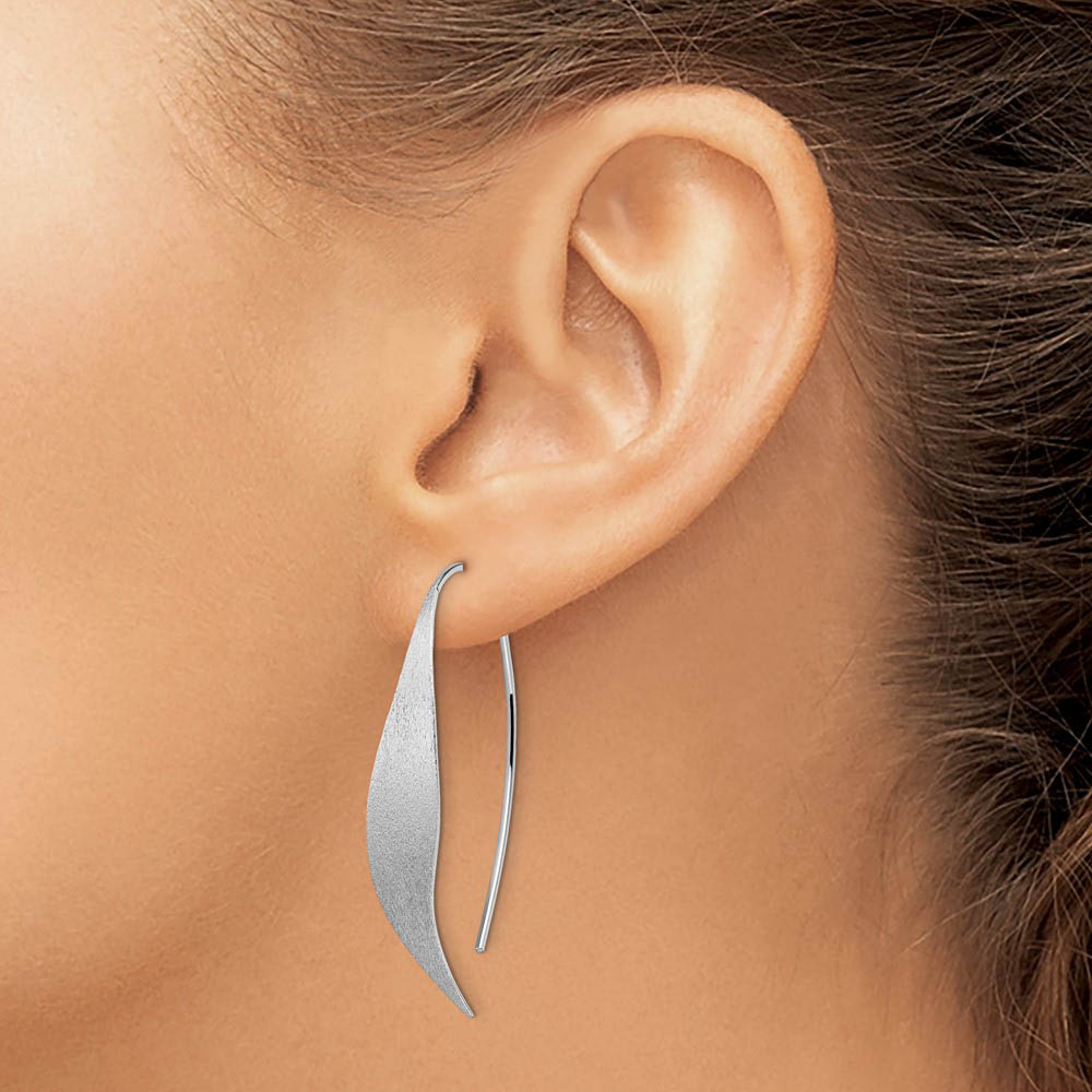 Alternate view of the Brushed Ribbon Threader Earrings in Sterling Silver, 50mm (1 7/8 in) by The Black Bow Jewelry Co.