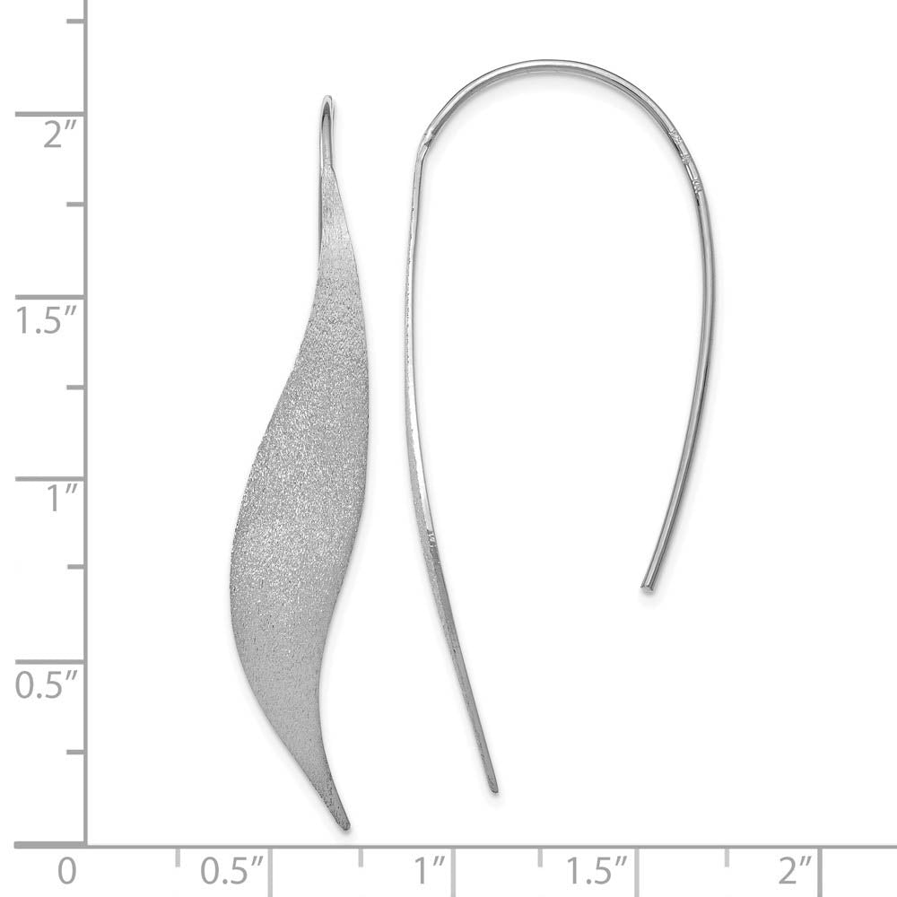 Alternate view of the Brushed Ribbon Threader Earrings in Sterling Silver, 50mm (1 7/8 in) by The Black Bow Jewelry Co.