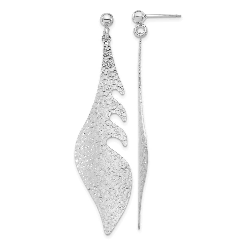 Long Textured Abstract Post Dangle Earrings in Sterling Silver, Item E11430 by The Black Bow Jewelry Co.
