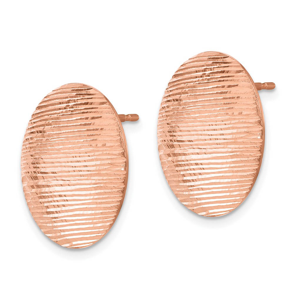 Alternate view of the 20mm Diamond Cut Disc Post Earrings in 24k Rose Gold Plated Silver by The Black Bow Jewelry Co.