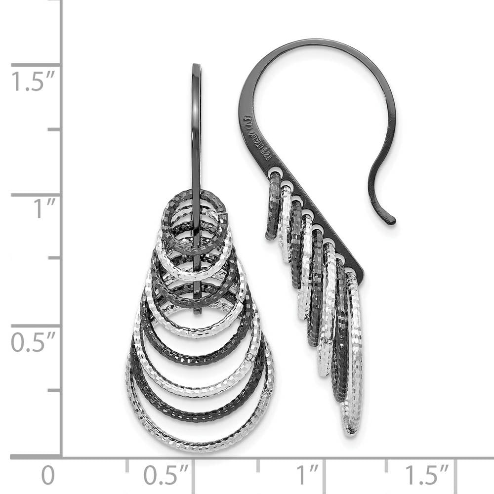 Alternate view of the Two-Tone Textured Layered Circle Dangle Earrings in Sterling Silver by The Black Bow Jewelry Co.
