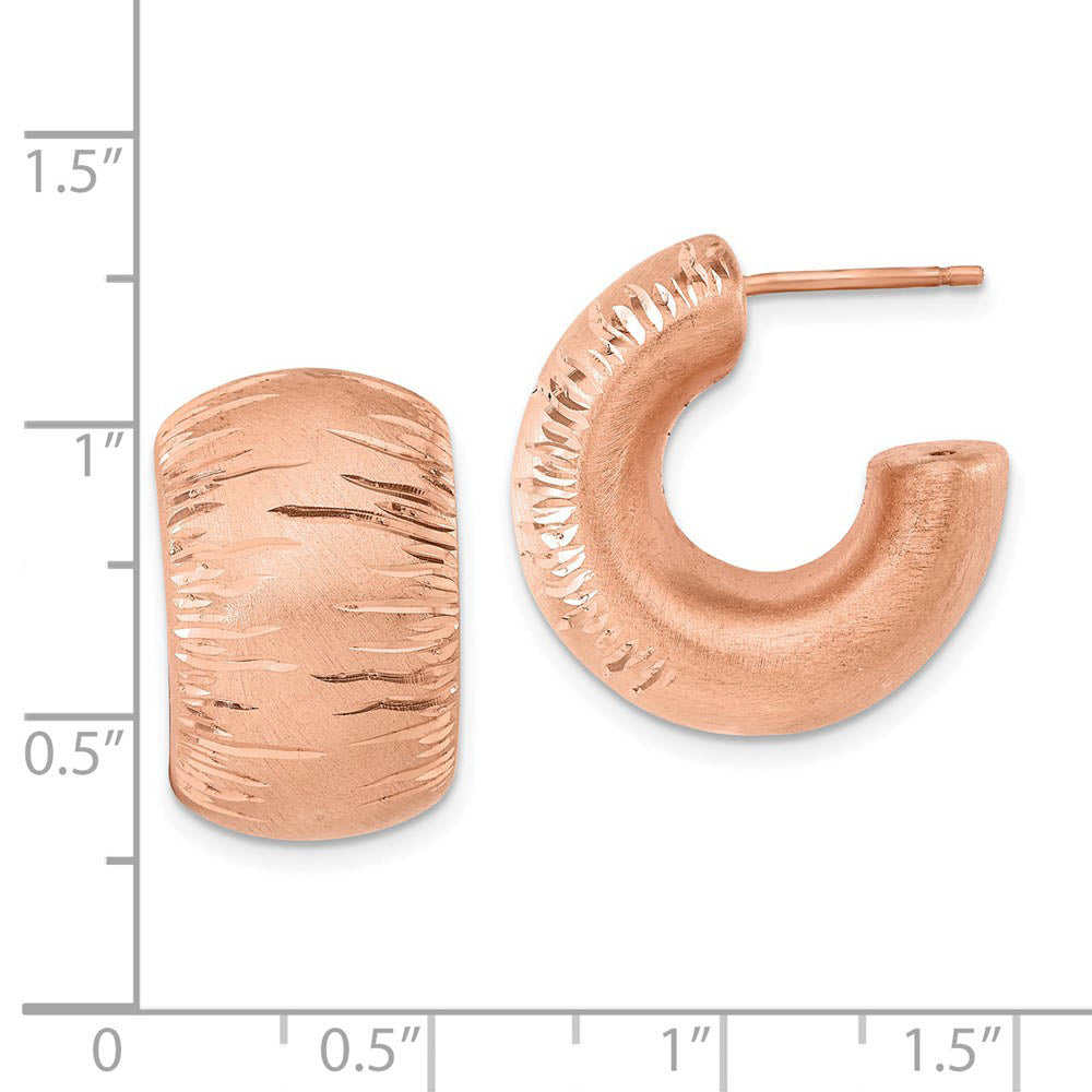 Alternate view of the Rose Gold Tone Plated Sterling Silver Wide Brushed & D/C Hoops, 21mm by The Black Bow Jewelry Co.