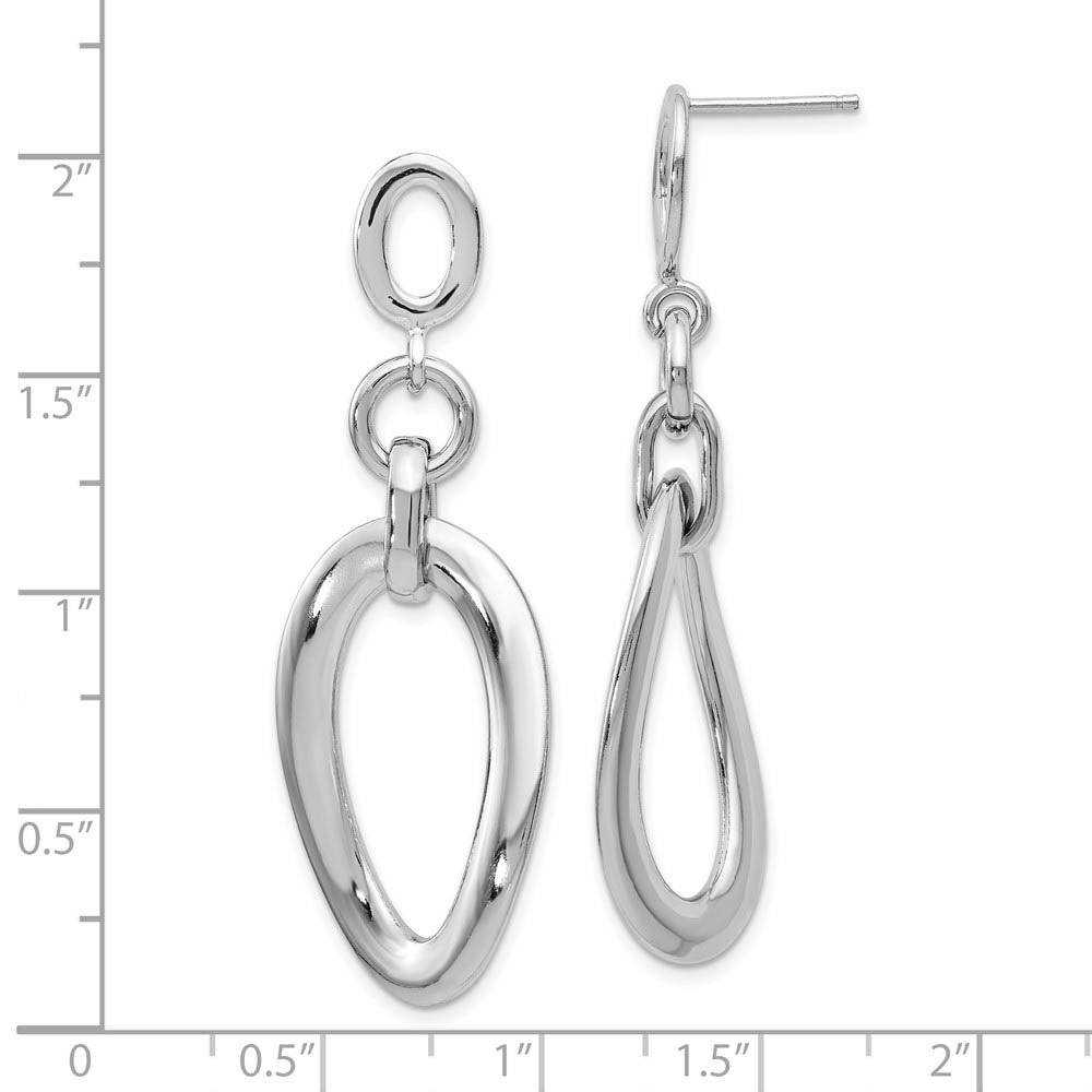 Alternate view of the Bent Oval Post Dangle Earrings in Sterling Silver by The Black Bow Jewelry Co.