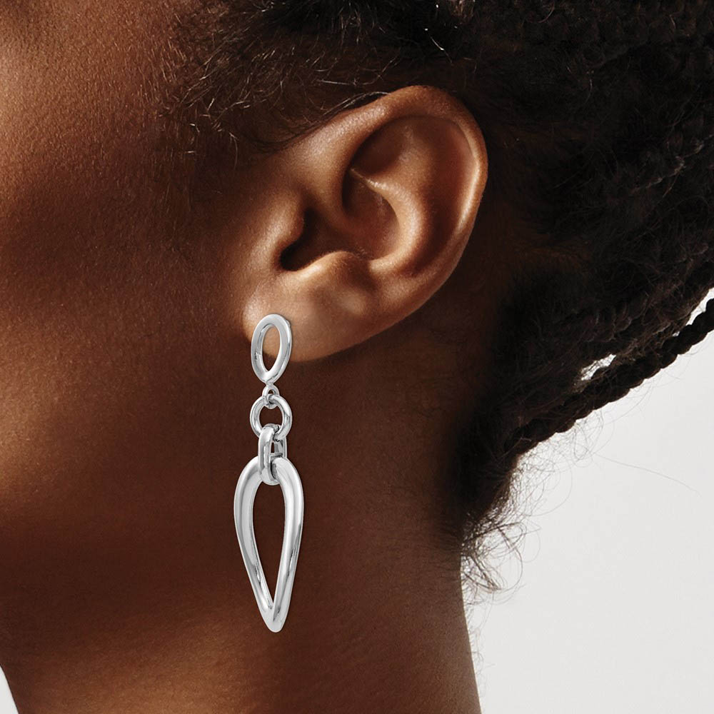 Alternate view of the Bent Oval Post Dangle Earrings in Sterling Silver by The Black Bow Jewelry Co.