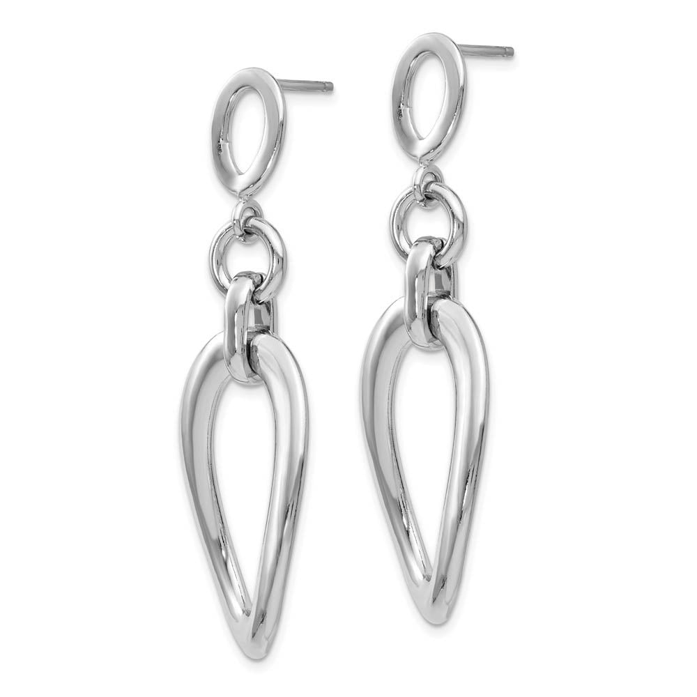 Alternate view of the Bent Oval Post Dangle Earrings in Sterling Silver by The Black Bow Jewelry Co.