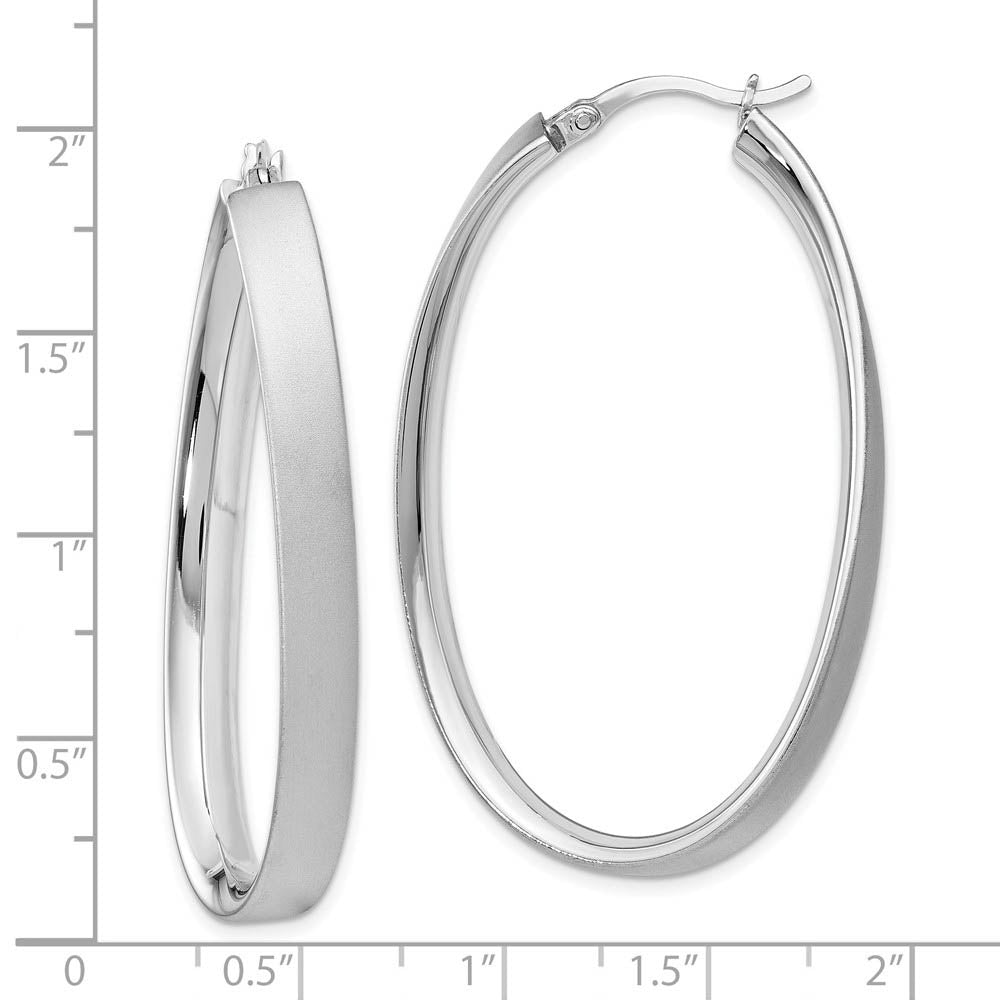 Alternate view of the 5mm Satin Wavy Oval Hoop Earrings in Sterling Silver, 49mm (1 7/8 in) by The Black Bow Jewelry Co.