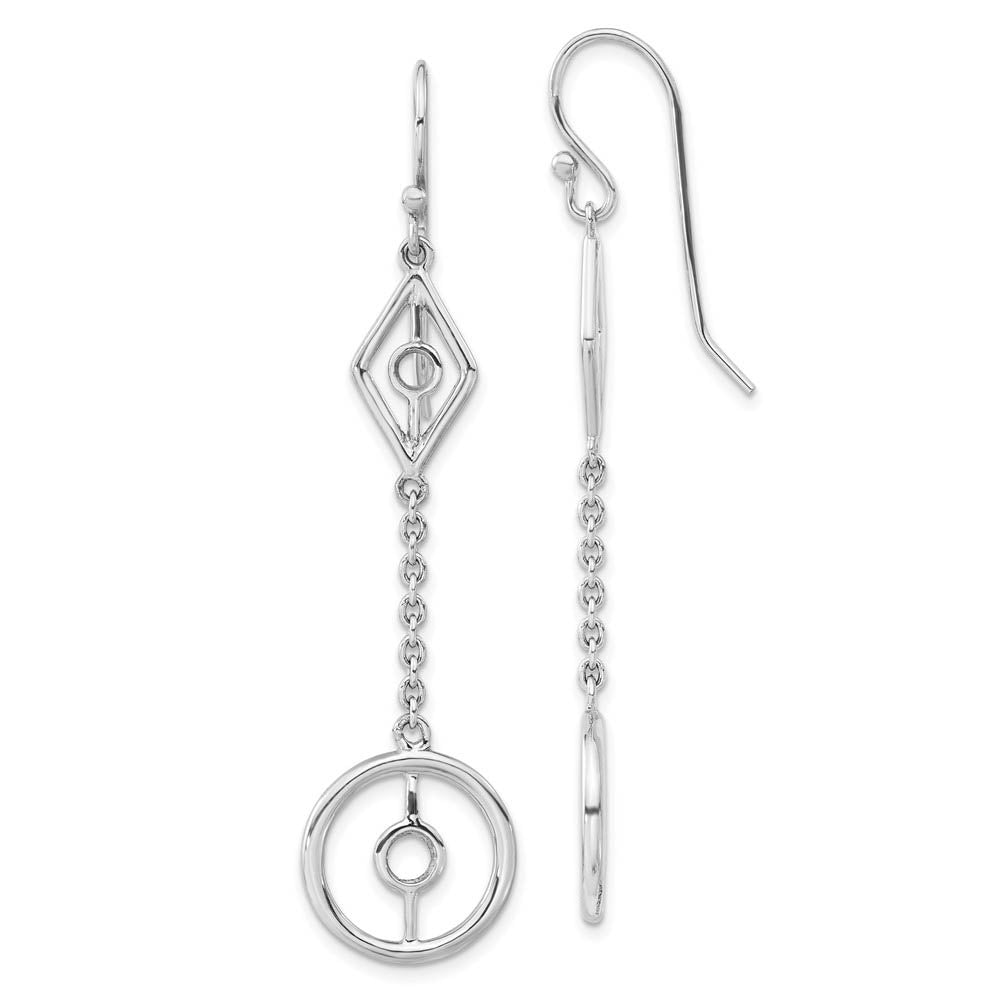 Long Geometric Chain Dangle Earrings in Sterling Silver, Item E11534 by The Black Bow Jewelry Co.