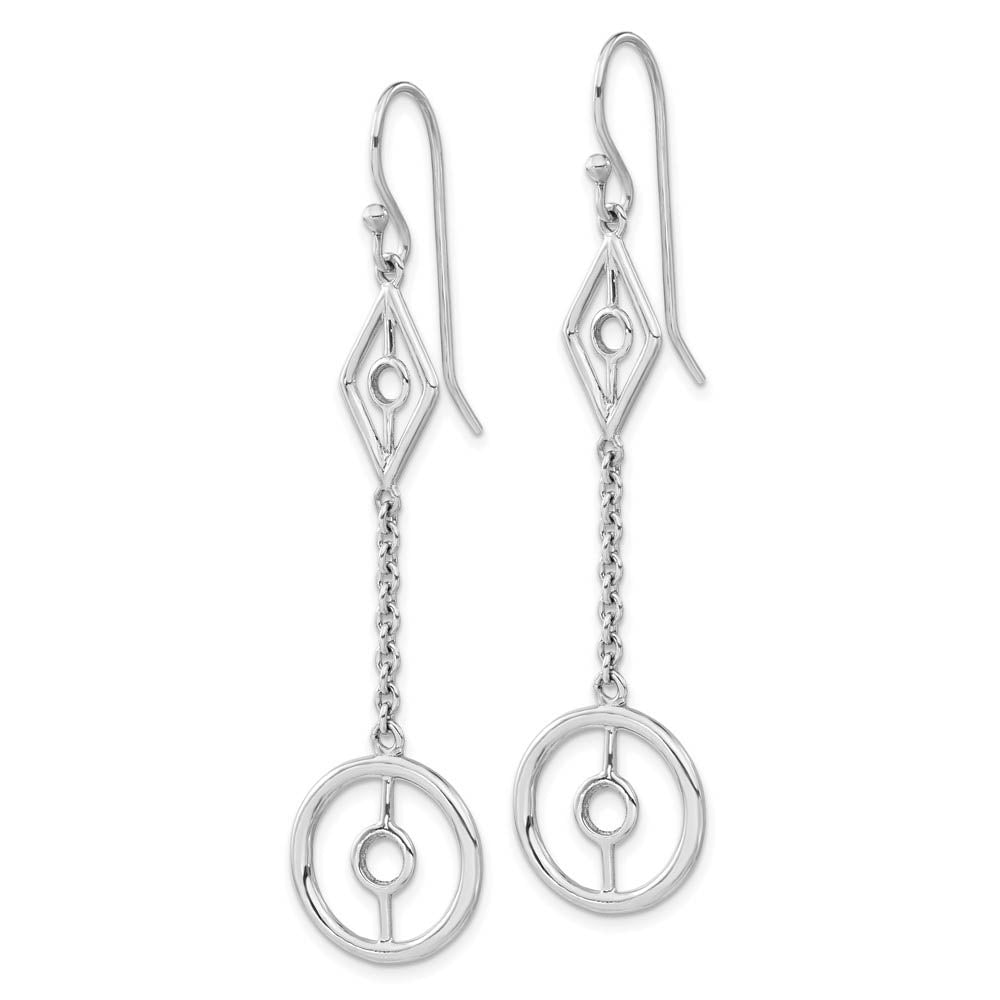 Alternate view of the Long Geometric Chain Dangle Earrings in Sterling Silver by The Black Bow Jewelry Co.