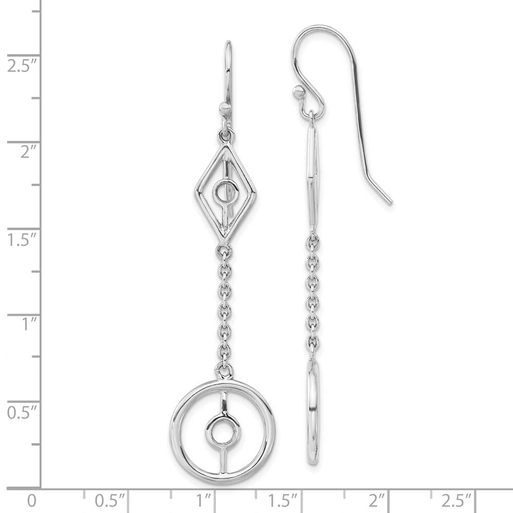 Alternate view of the Long Geometric Chain Dangle Earrings in Sterling Silver by The Black Bow Jewelry Co.