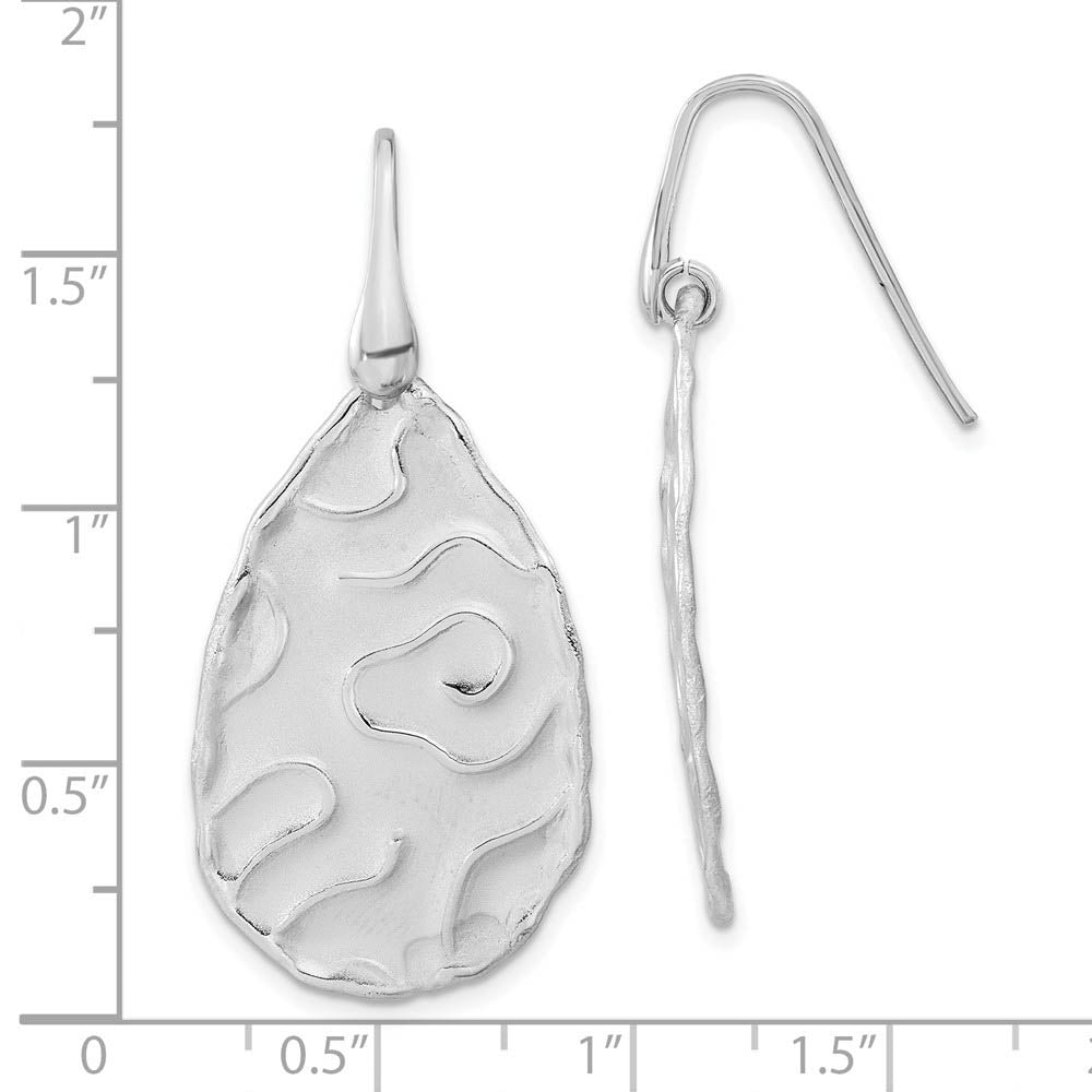Alternate view of the Satin Abstract Teardrop Dangle Earrings in Sterling Silver by The Black Bow Jewelry Co.