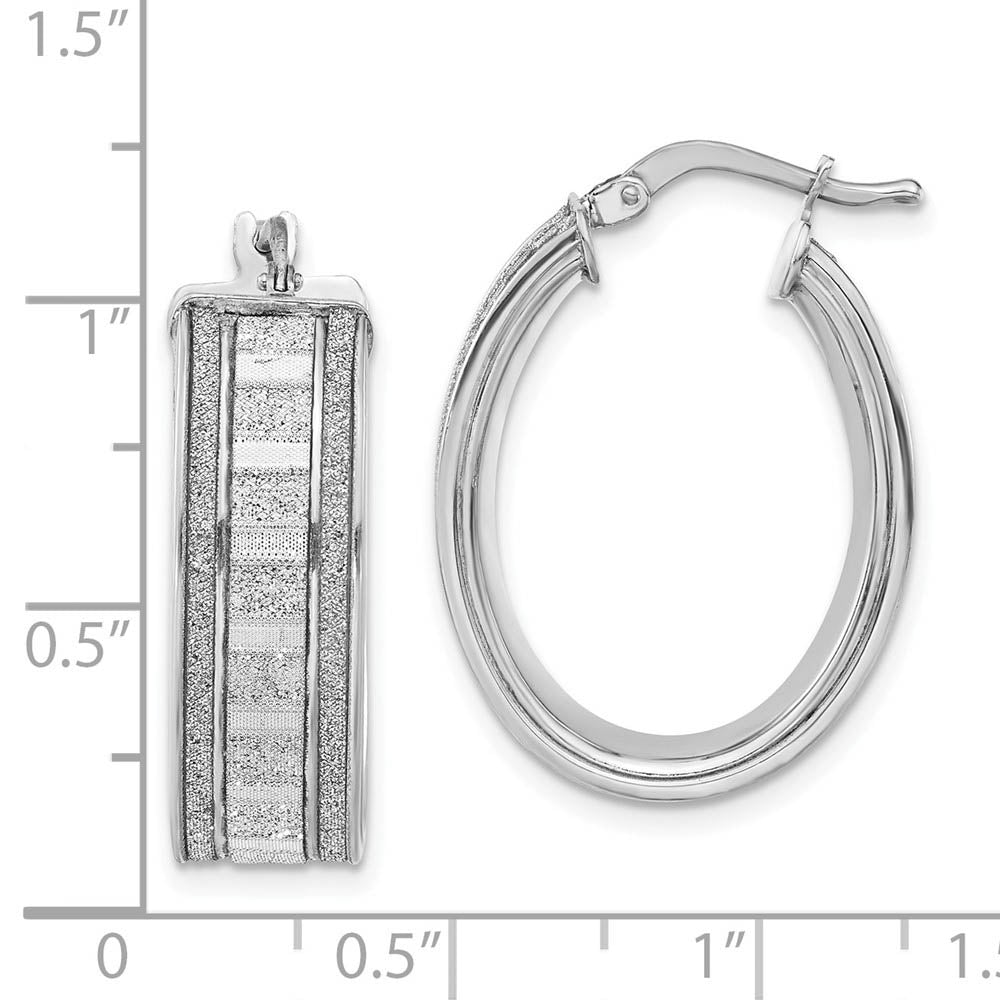 Alternate view of the 8mm Glitter Inlay Oval Hoop Earrings in Sterling Silver, 29mm by The Black Bow Jewelry Co.