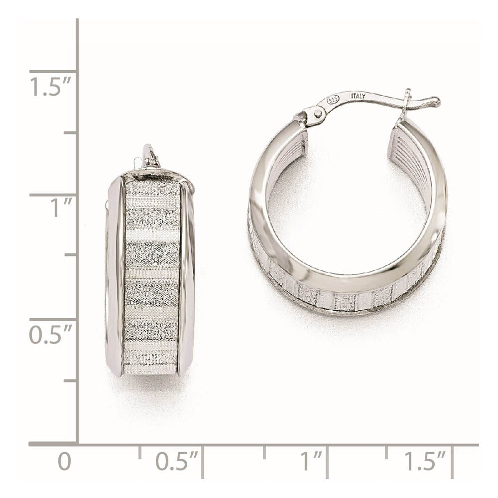 Alternate view of the 8mm Glitter Inlay Round Hoop Earrings in Sterling Silver, 20mm by The Black Bow Jewelry Co.