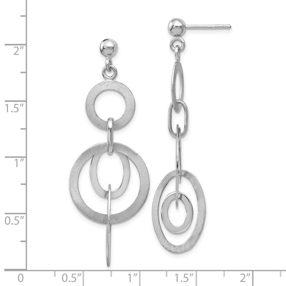Alternate view of the Oval and Circle Link Dangle Post Earrings in Sterling Silver by The Black Bow Jewelry Co.