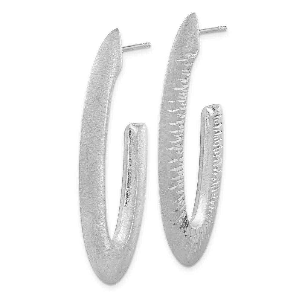Alternate view of the Knife Edge Diamond-Cut J-Hoop Earrings in Sterling Silver, 52mm (2 in) by The Black Bow Jewelry Co.