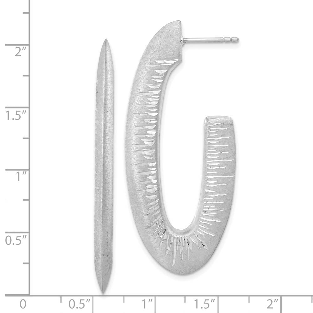 Alternate view of the Knife Edge Diamond-Cut J-Hoop Earrings in Sterling Silver, 52mm (2 in) by The Black Bow Jewelry Co.