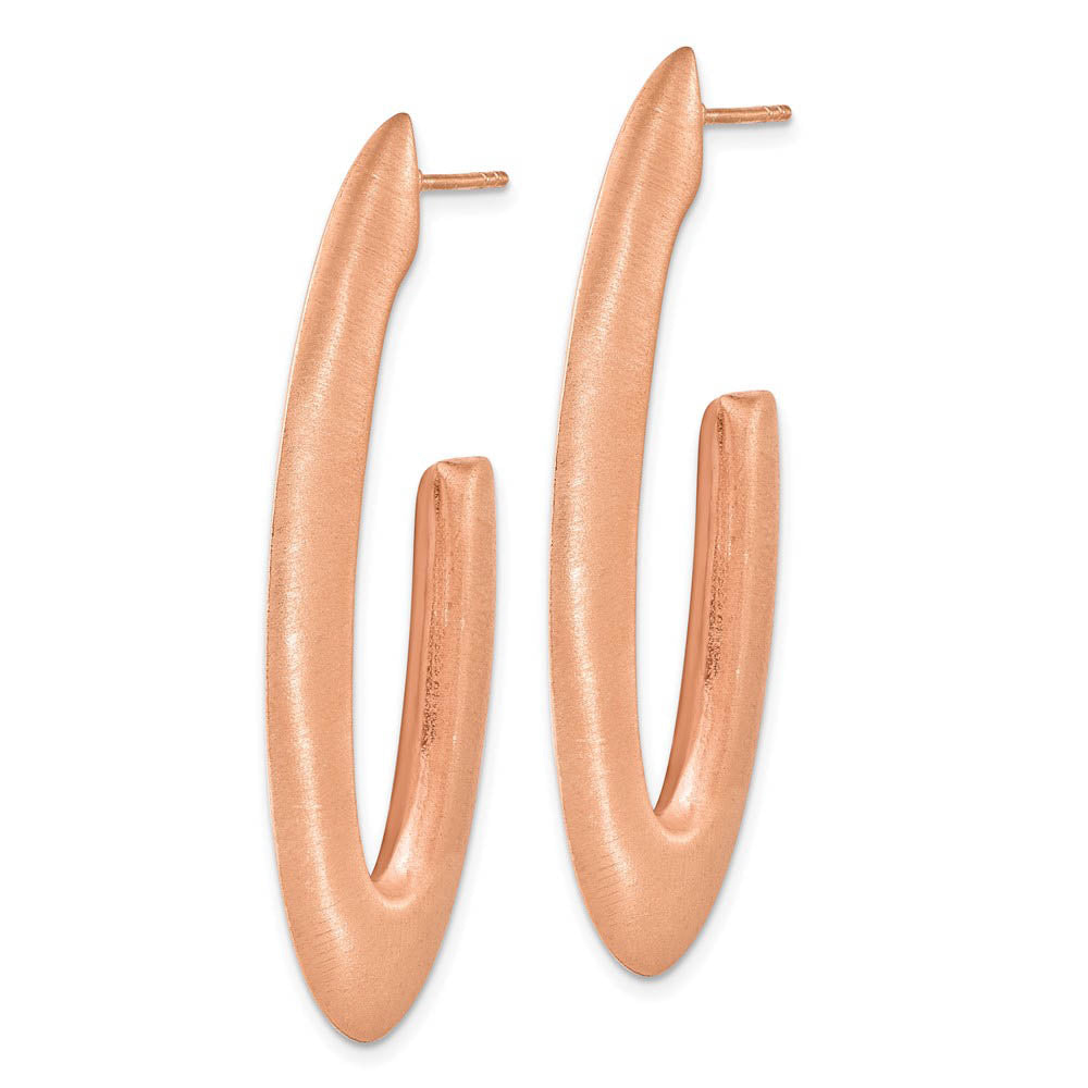Alternate view of the Rose Gold Tone Plated Silver Knife Edge D/C J-Hoop Earrings, 52mm by The Black Bow Jewelry Co.