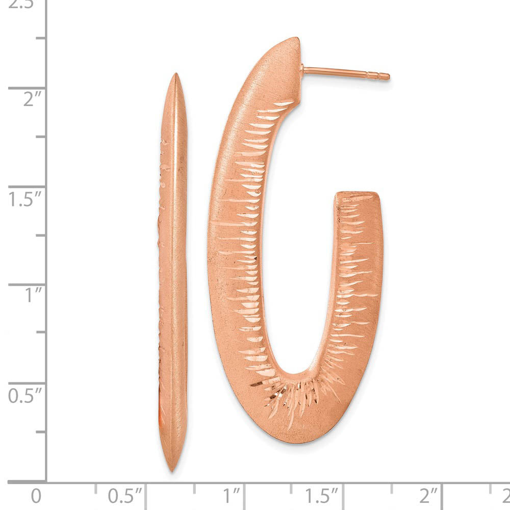 Alternate view of the Rose Gold Tone Plated Silver Knife Edge D/C J-Hoop Earrings, 52mm by The Black Bow Jewelry Co.