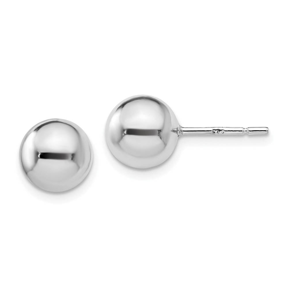 8mm Hollow Ball Post Earrings in Rhodium Plated Sterling Silver, Item E11608 by The Black Bow Jewelry Co.